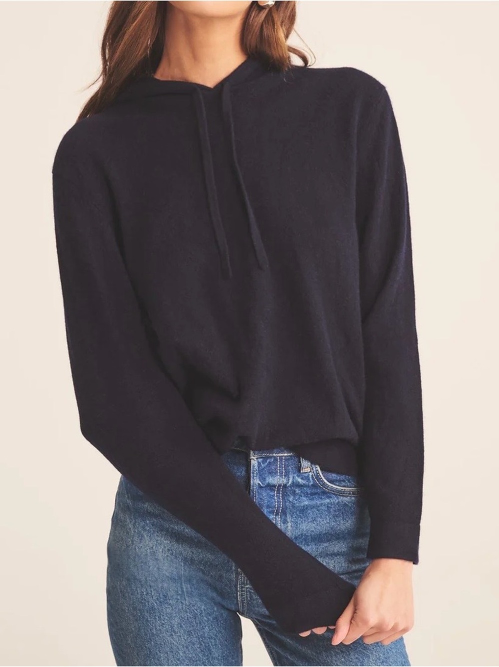 Naadam Signature Women Cashmere Hoodie Sweater Navy Blue  Size Small